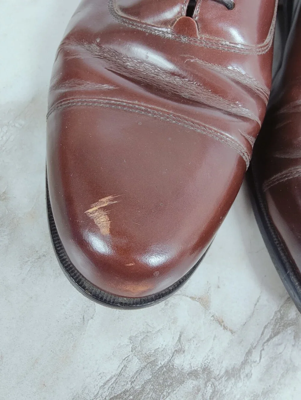 Bostonian Chestnut Leather Cap-Toe Oxford Dress Shoes, Sz 14
